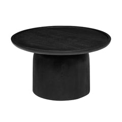 Tatvaacasa Round Wood Coffee Table in Black