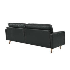 Tatvaacasa 88" Leather Sofa in Black