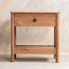 Tatvaacasa Solid Wood Bed with Headboard Panel & Matching Bedside Table