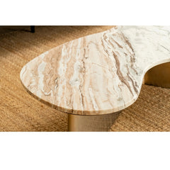 Tatvaacasa Aura Curved Marble-Top Coffee Table