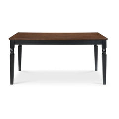 Classic Wooden 6-Seater Dining Table with Turned Legs – Brown Top & Black Base