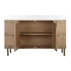 Tatvaacasa Cane Front Solid Wood TV Unit with Storage Cabinet