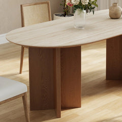 Tatvaacasa Modern Oval Wooden Dining Table