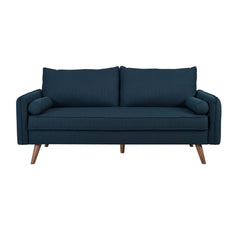 Tatvaacasa Upholstered Fabric Sofa in Azure