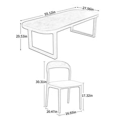 Tatvaacasa Modern Solid Wood Dining Table with Rounded Edge Design