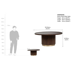 Tatvaacasa Gold Wooden Round Coffee Table