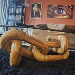 Tatvaacasa Glass Coffee Table – Handcrafted Organic Modern Centerpiece