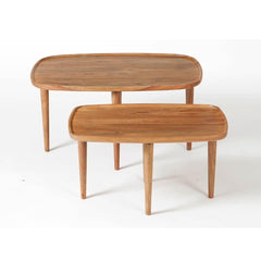 Natural Wooden Nesting Coffee Table set of 2