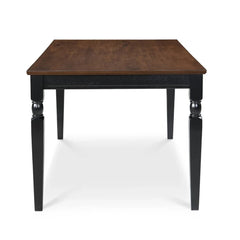 Classic Wooden 6-Seater Dining Table with Turned Legs – Brown Top & Black Base
