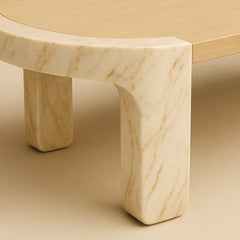 Tatvaacasa Marble Wood Coffee Table
