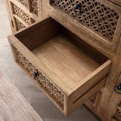 Mango Wood Carved Tv Unit