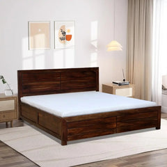 Sheesham Wood Hydraulic Storage Beds