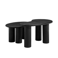Mango Wood Nesting Coffee Table Set in Black