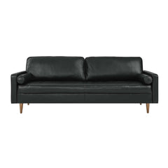 Tatvaacasa 88" Leather Sofa in Black