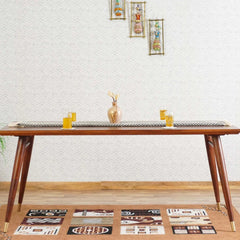 Tatvaacasa 6-Seater Solid Wood Dining Table Set with Cushioned Chairs & Bench