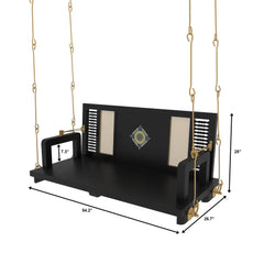 Black Wooden Swing with Artistic Tile Inlay