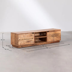 Wood TV Cabinet with Shelf (Solid Wooden)