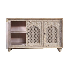 Wooden Storage Cabinet with Vintage Carving