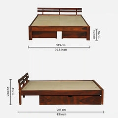 Solid Wood King Size Bed With Storage Drawers
