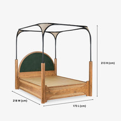 Tatvaacasa Queen Size Poster Bed with Cane Detailing