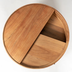 Wooden Natural Round Coffee Table with Metal Legs