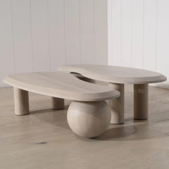 White Wash Oak Wood Modern Coffee Table
