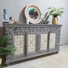 4 Door Hand Carved Cabinet