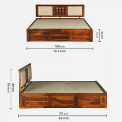 Sheesham Wood King Size Bed With Box Storage