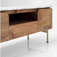 Tatvaacasa Solid Wood TV Unit | Marble Top