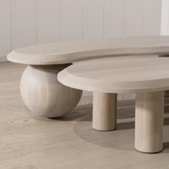White Wash Oak Wood Modern Coffee Table