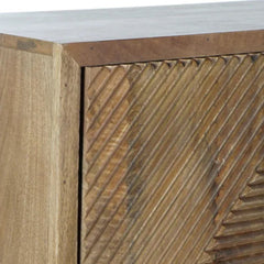 Natural Wood TV Cabinet with Metal Legs