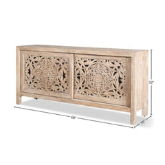 Hand Carved TV Cabinet In Natural