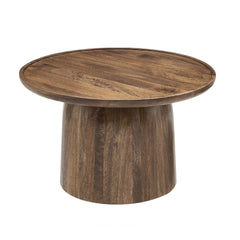 Tatvaacasa Round Wood Coffee Table in Black