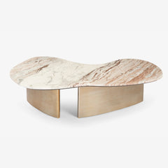 Tatvaacasa Aura Curved Marble-Top Coffee Table
