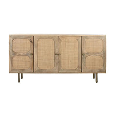 Tatvaacasa Cane Front Solid Wood TV Unit with Storage Cabinet