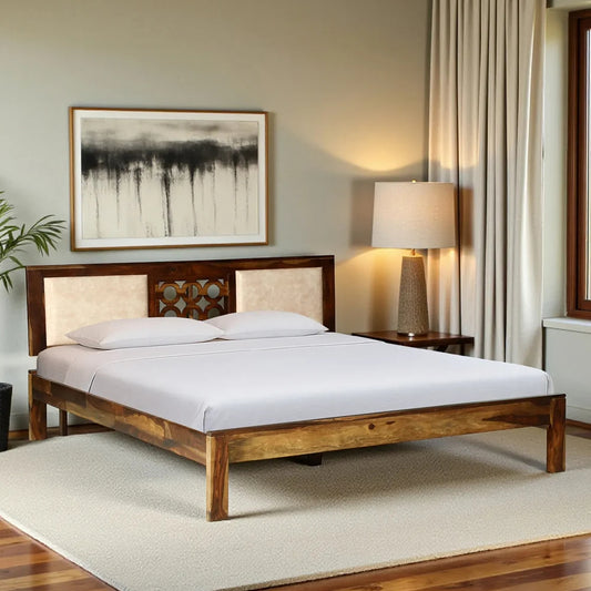Solid Wood King Size Bed Without Storage