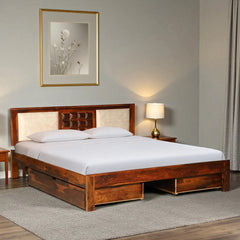 Solid Wood Queen Size Bed With Storage Drawers