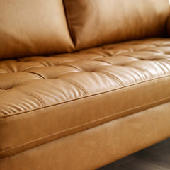 Tatvaacasa Brown Leather Sofa For Living Room