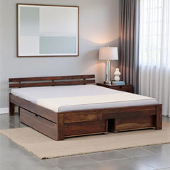 Sheesham Wood Queen Size Bed With Storage Drawers
