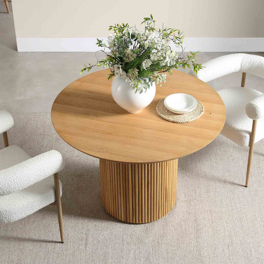 Linea Casa Round Oak Pedestal Dining Table, Oak