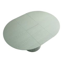 Linea Casa Round 4-6 Seater Extending Oak Pedestal Dining Table, Sage Green