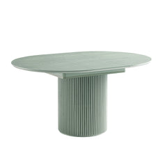 Linea Casa Round 4-6 Seater Extending Oak Pedestal Dining Table, Sage Green