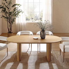 Linea Casa Oval 6-8 Seater Extending Oak Pedestal Dining Table, Oak