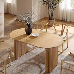 Linea Casa Oval 6-8 Seater Extending Oak Pedestal Dining Table, Oak