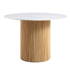 Linea Casa Ceramic Top Oak Pedestal Round Dining Table