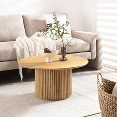 Linea Casa Round Oak Pedestal Coffee Table, Oak