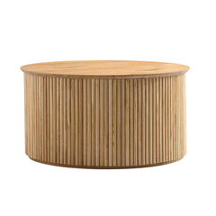 Linea Casa Oak Round Coffee Table with Storage, Oak