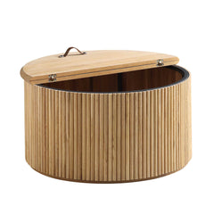 Linea Casa Oak Round Coffee Table with Storage, Oak