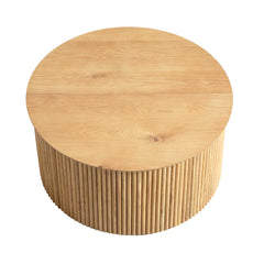 Linea Casa Oak Round Coffee Table with Storage, Oak