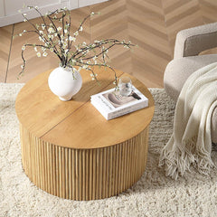 Linea Casa Oak Round Coffee Table with Storage, Oak